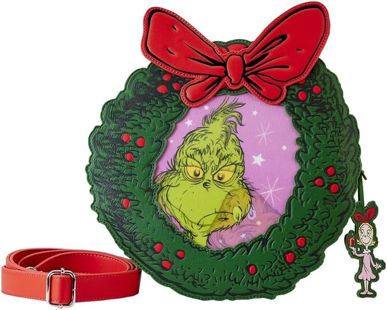 DR SEUSS GRINCH borsa a tracolla corona di Natale - DISNEY LOUNGEFLY