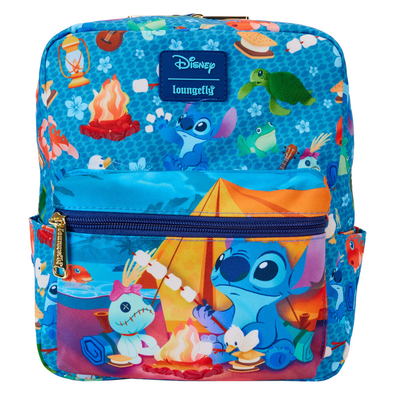 Mini zaino quadrato in nylon con stampa all-over Stitch Camping Cuties - DISNEY LOUNGEFLY