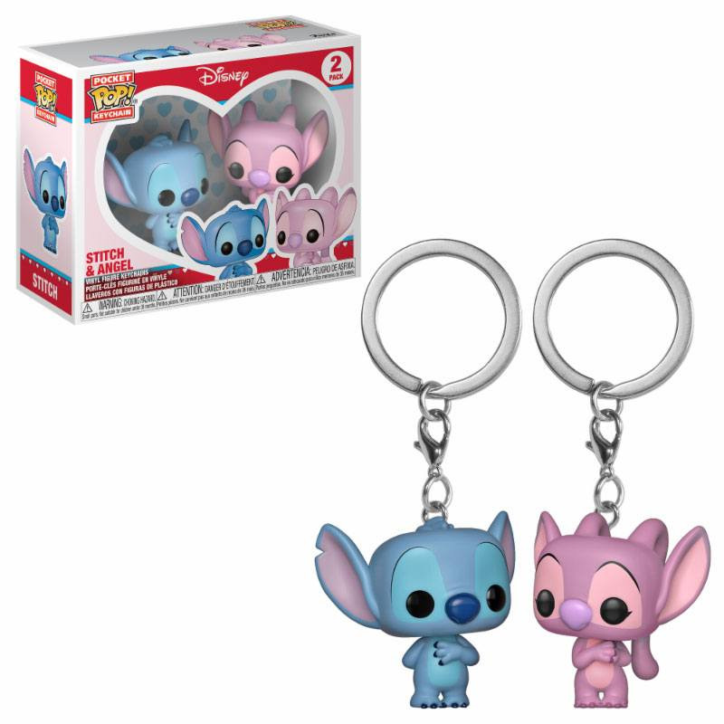 Confezione portachiavi Lilo & Stitch Pocket POP! Stitch & Angelo 4 cm