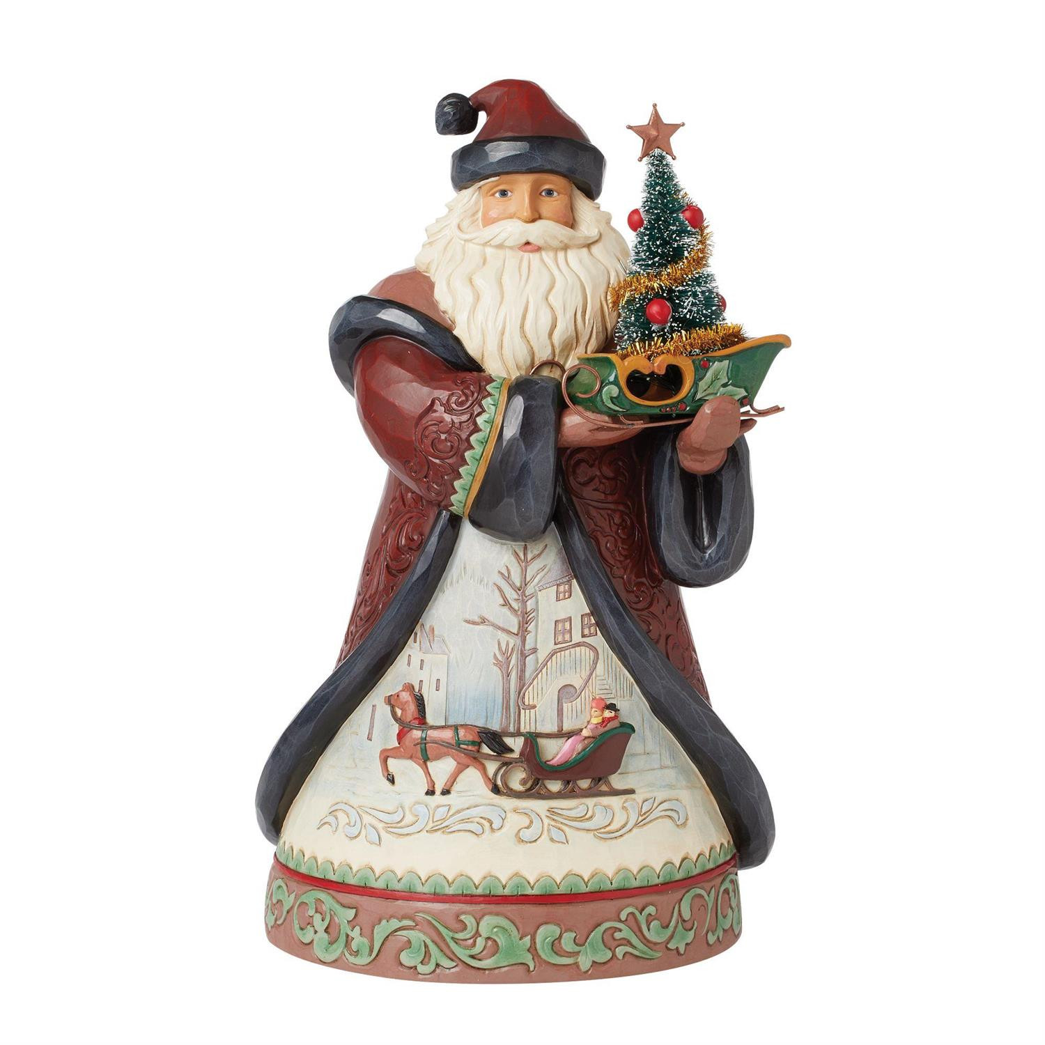 Figura di Babbo Natale Albero Slitta - JIM SHORE HEARTWOOD CREEK