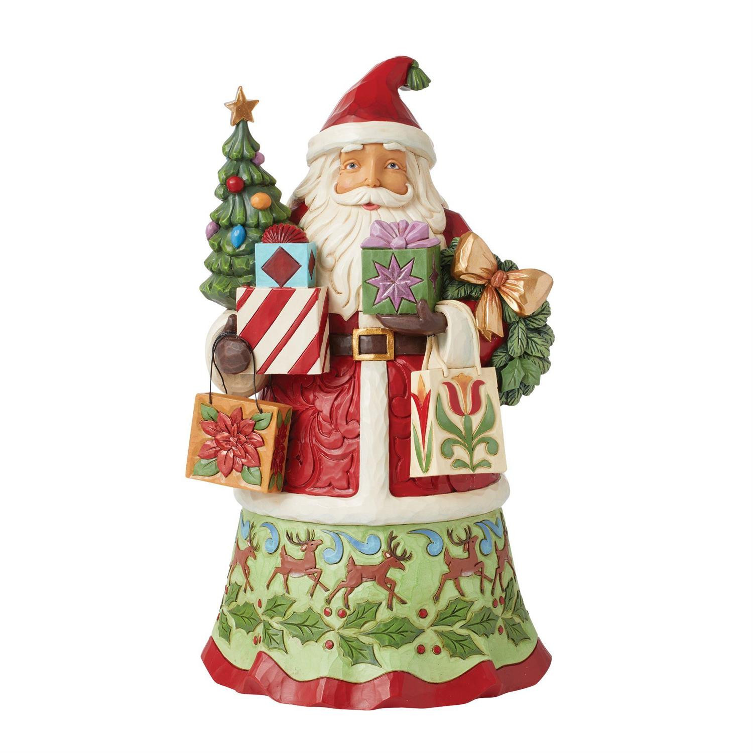 Figurina di Babbo Natale con Borse regalo - JIM SHORE HEARTWOOD CREEK