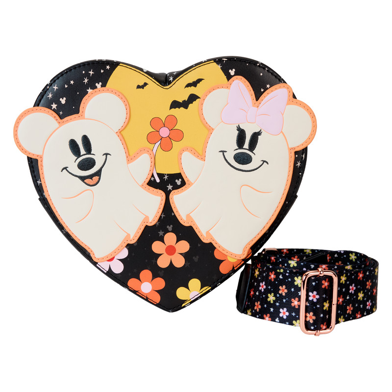 Borsa a tracolla cuore fosforescente Costume da fantasma floreale di Topolino e Minnie - DISNEY LOUNGEFLY