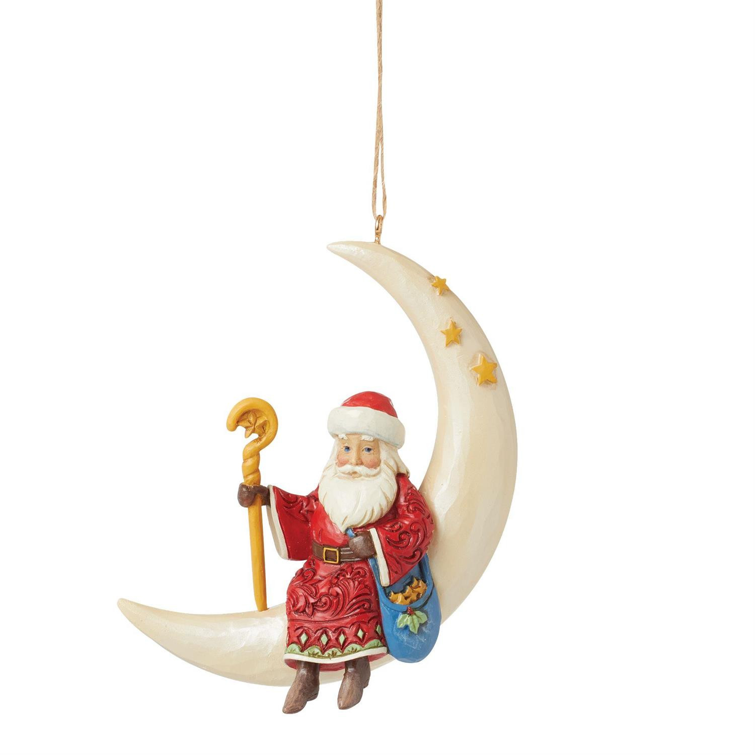 Sospensione di Babbo Natale sulla Luna - JIM SHORE HEARTWOOD CREEK