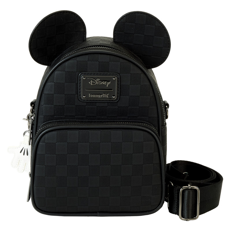 Convertibile mini zaino e borsa a tracolla con texture a scacchi di Topolino - DISNEY LOUNGEFLY