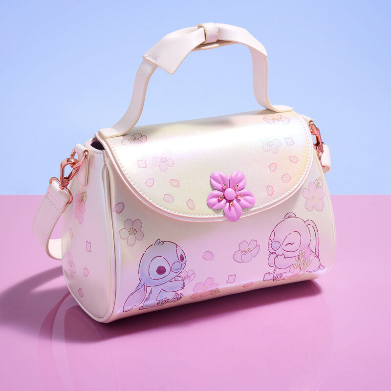 Borsa a tracolla con manico a fiocco Stitch & Angelo Cherry Blossom - DISNEY LOUNGEFLY